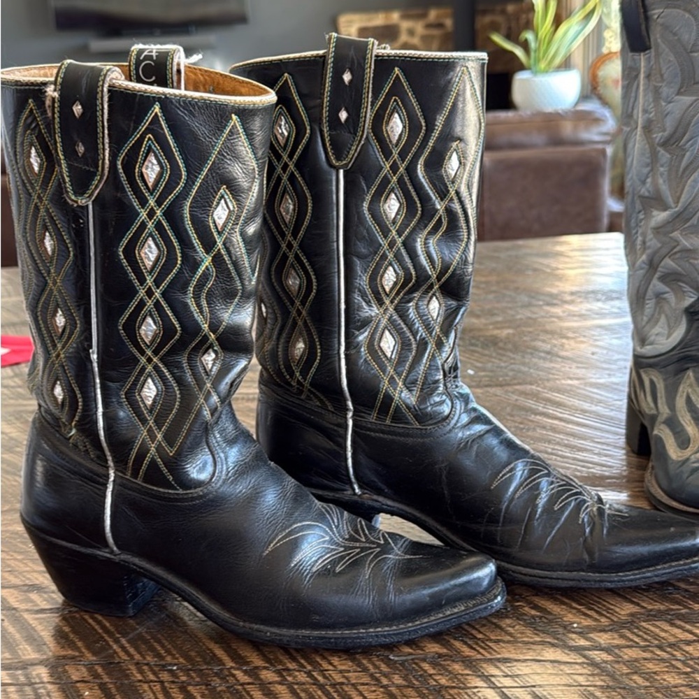 ACME Black and Gold Heeled Boots - Picture 2 of 7